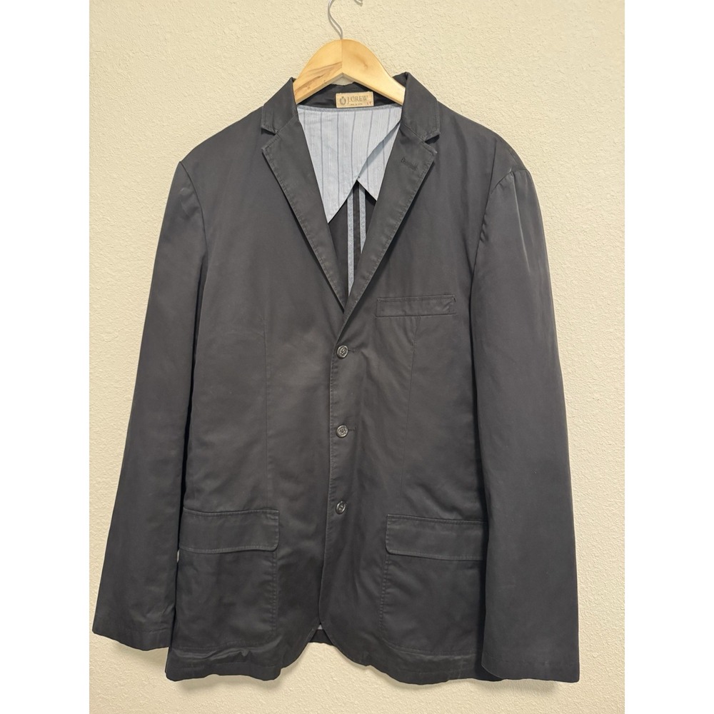 J Crew Clayton L-Tall Men's Black Sportcoat‎ 3-Button Preppy Cotton Jacket EUC